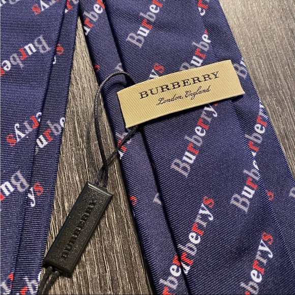 NWT Authentic Burberry Tie Men’s Manston Heritage Necktie w/Burberrys Logo Navy - Picture 4 of 15